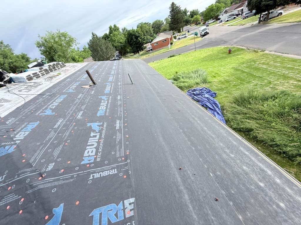 New underlayment on the roof