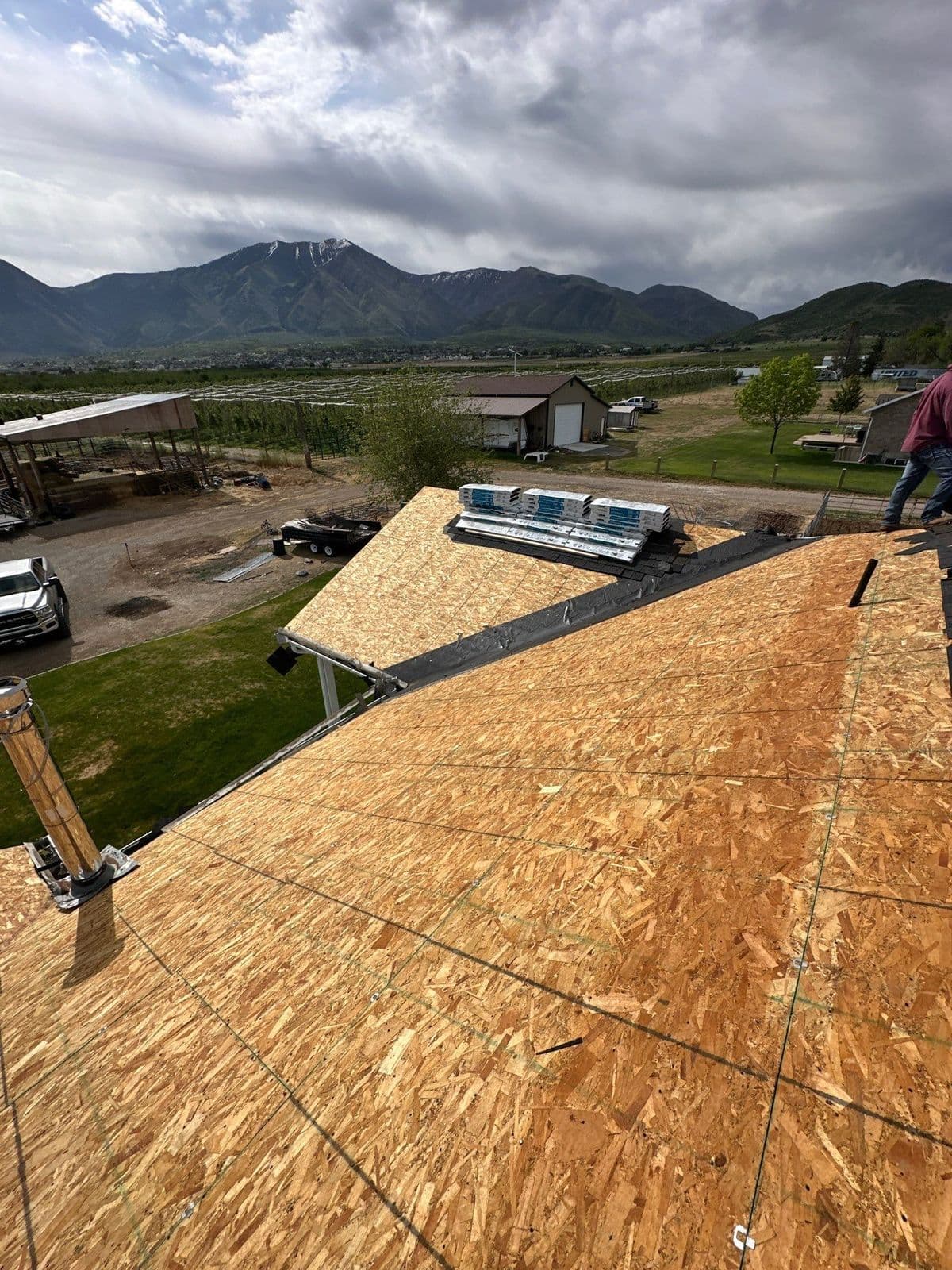 New decking with mountains behind