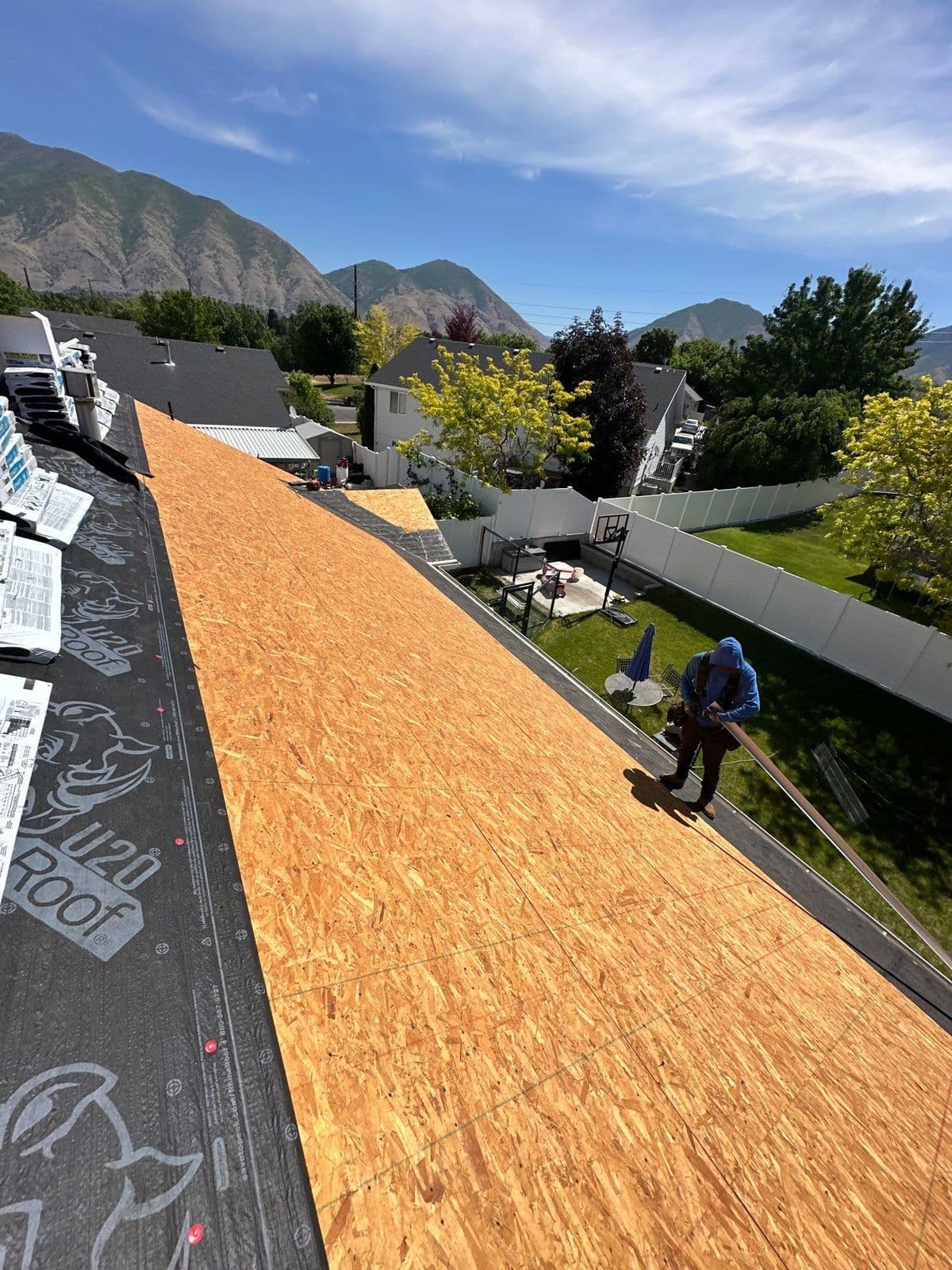 New decking with the mountains behind